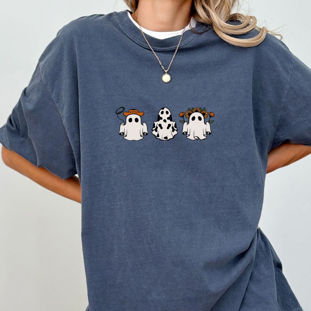 Cute Cowboy Ghost, Flower Ghost, Cowgirl, Halloween T-Shirt