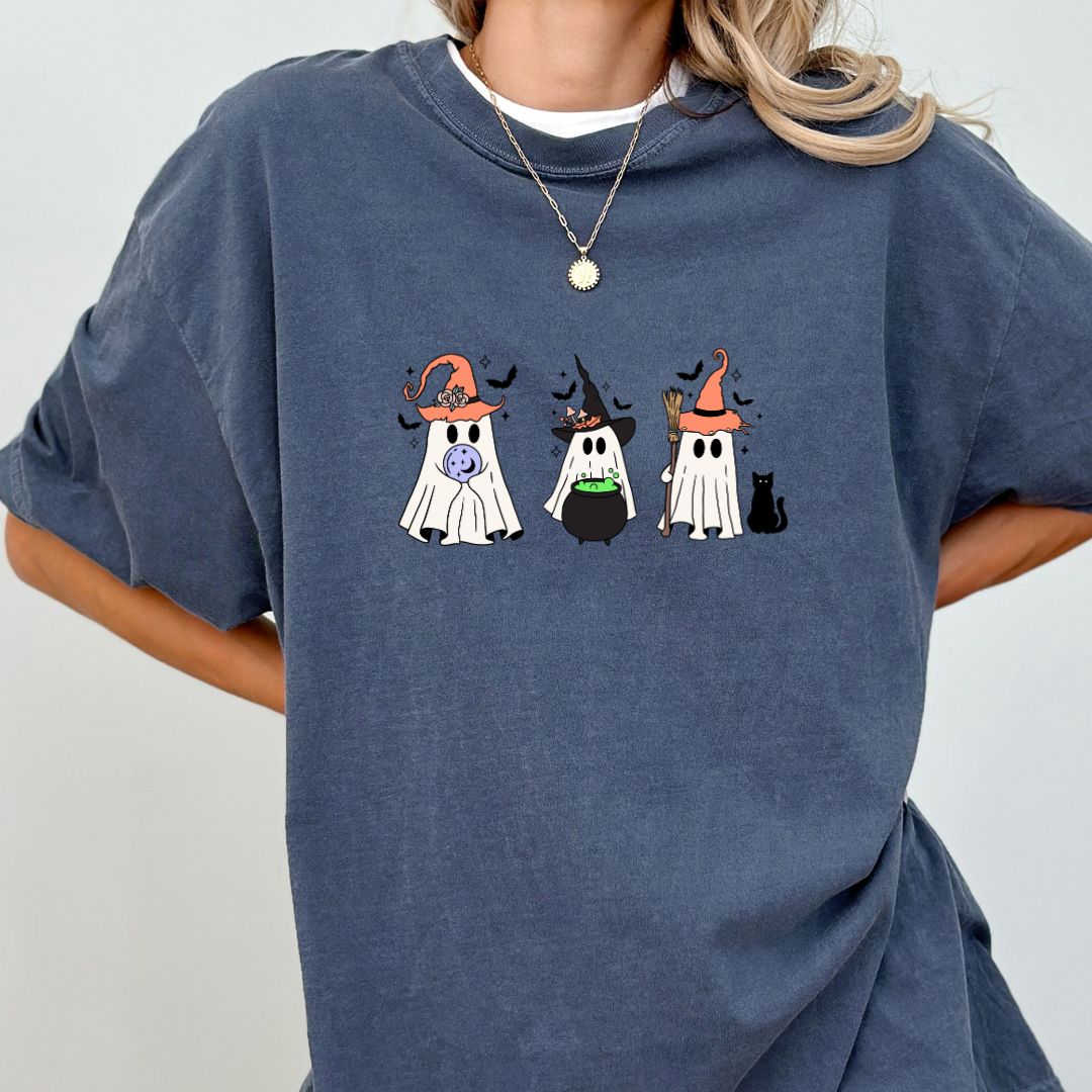 Cute Halloween Shirt with Ghosts, Witches, and Skeletons for Fall and Autumn T-Shirt