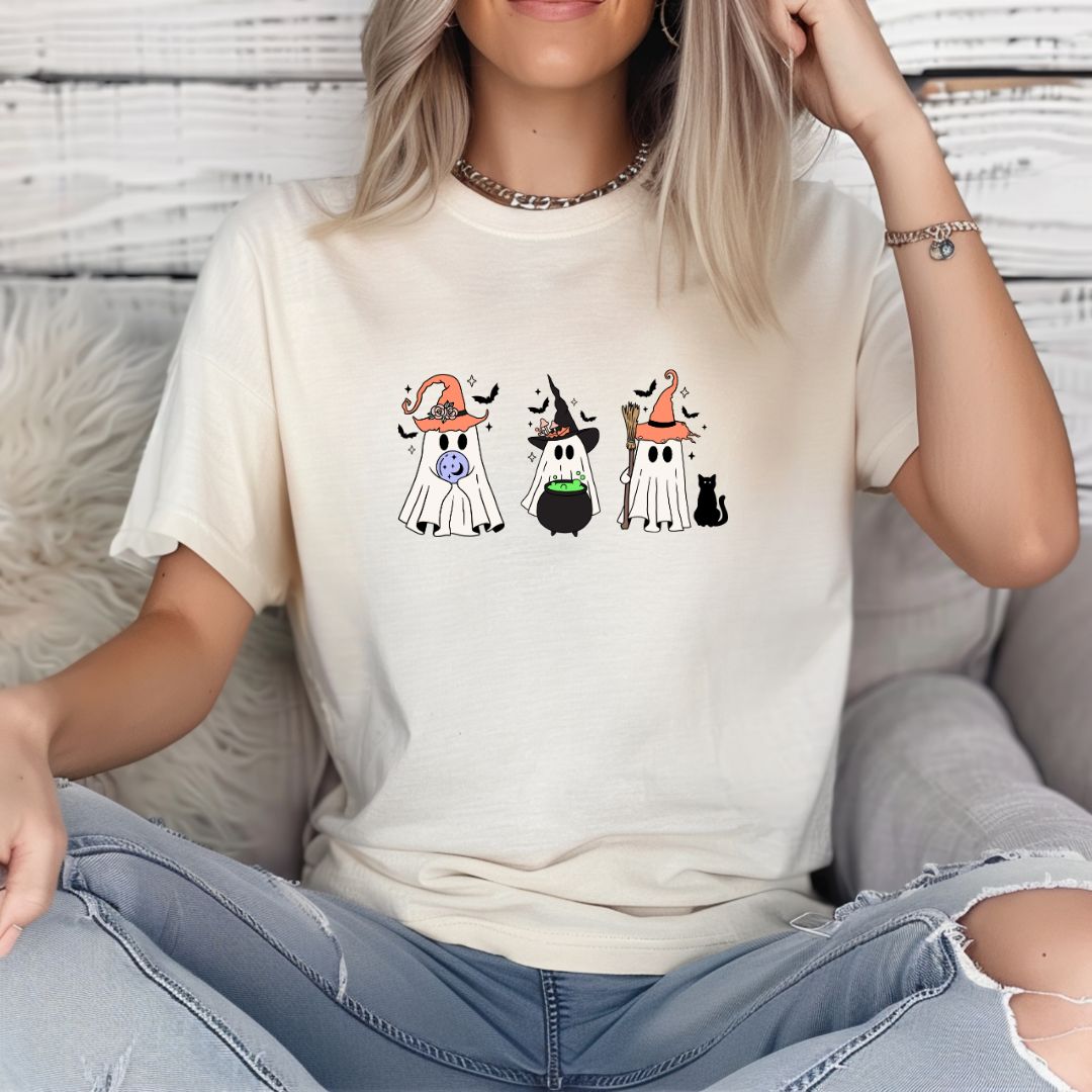 Cute Halloween Shirt with Ghosts, Witches, and Skeletons for Fall and Autumn T-Shirt