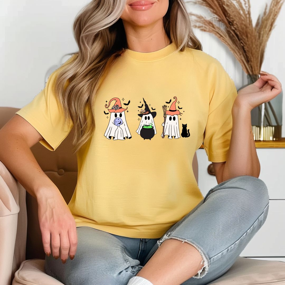 Cute Halloween Shirt with Ghosts, Witches, and Skeletons for Fall and Autumn T-Shirt