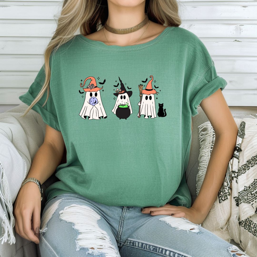 Cute Halloween Shirt with Ghosts, Witches, and Skeletons for Fall and Autumn T-Shirt