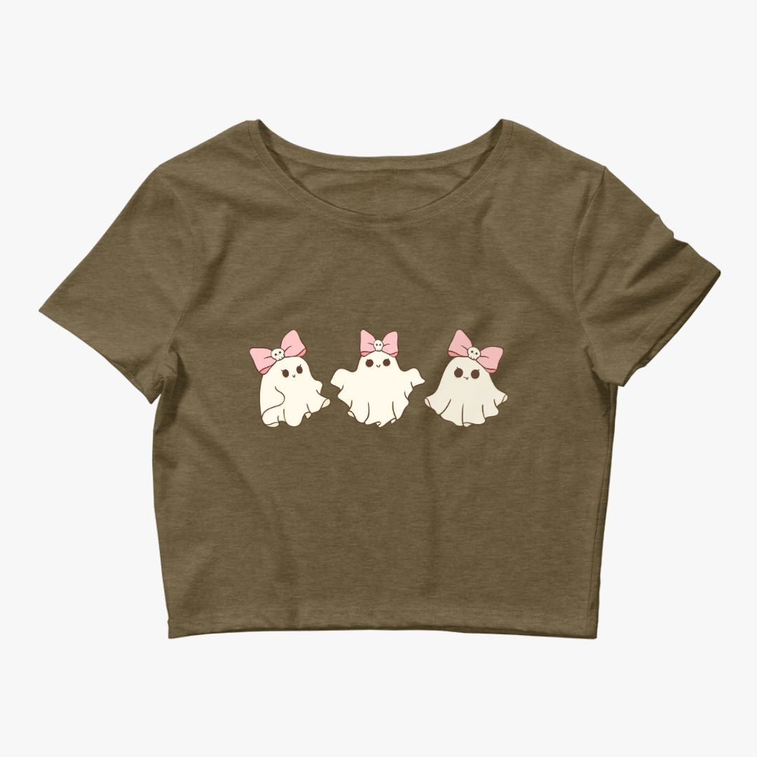 Pink Ghost with Bows, Ribbons, Coquette, Halloween, Cute, Girly, Spooky Baby Tee