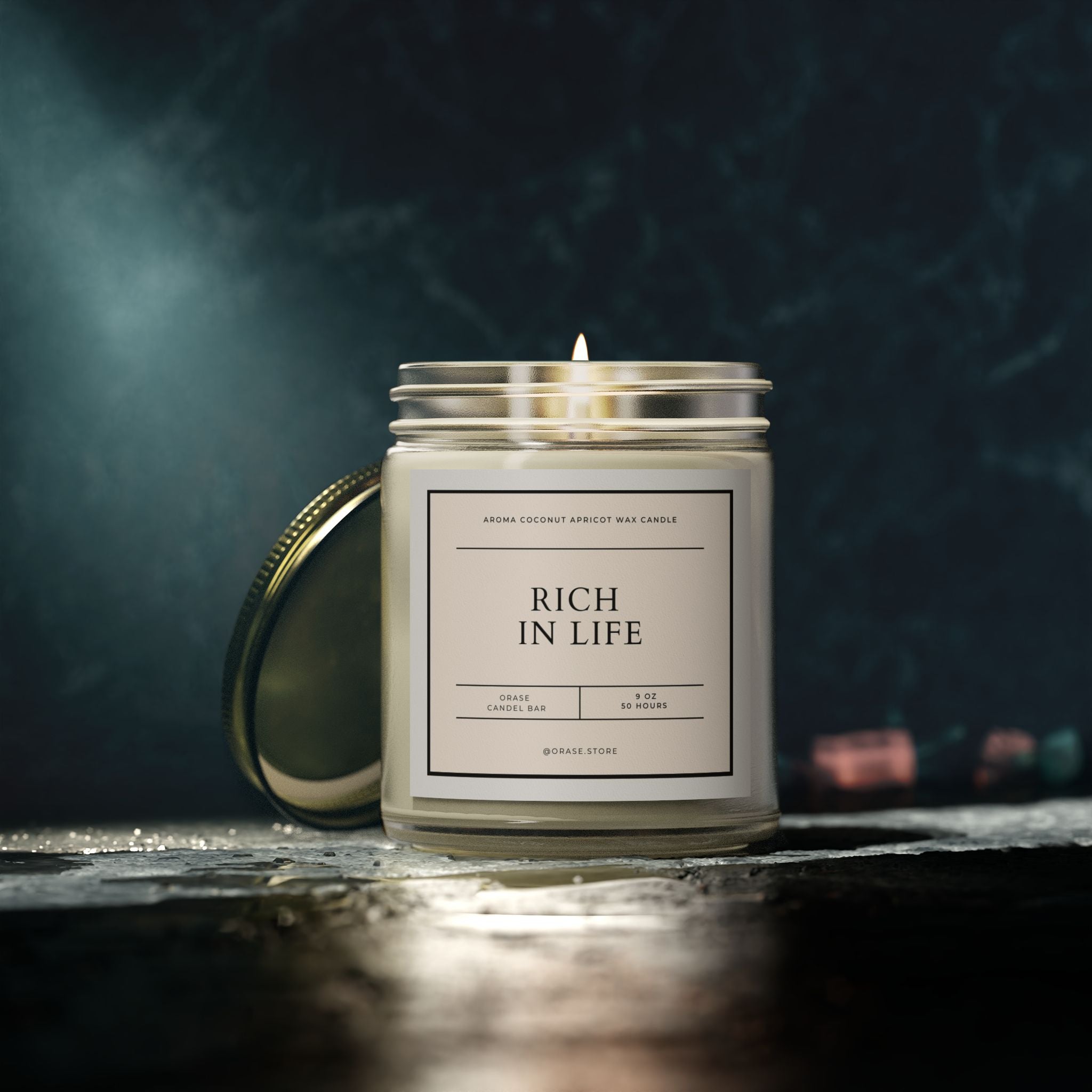 "Rich In Life" Aroma Coconut Apricot Wax Candle